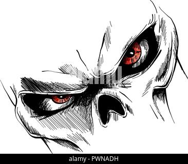 Skull with red eyes Cartoon Vector Image Stock Vector