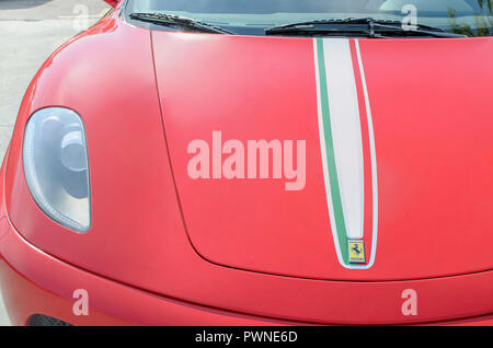 Spectacular meeting of Ferrari cars, during the patronal festivals of Torrejon de Ardoz (Madrid - Spain). Front part of Ferrari F430 Stock Photo