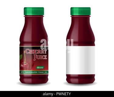 Realistic Juice Bottles. 3D Glass Jars with, Vectors