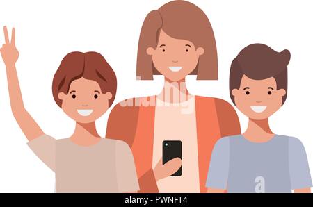 family smiling and waving avatar character Stock Vector