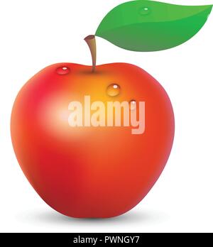 Red Apple With isolated on white background, Vector Illustration Stock Vector