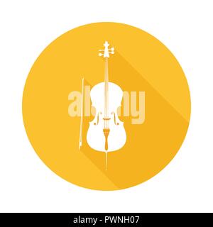 Icon of Cello, Vector Illustration of Orchestra Musical Instrument isolated on white. More Icons of Musical Instruments in Portfolio. Stock Vector