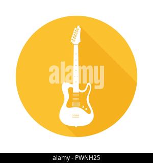 Electric Guitar on round illustration, Vector Icon isolated on white background. Stock Vector