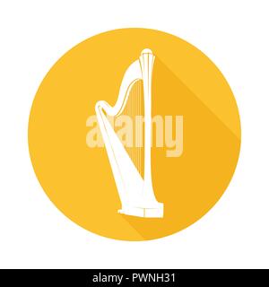 Icon of Harp, Vector Illustration of Orchestra Musical Instrument isolated on white. More Musical Instruments in Portfolio. Stock Vector