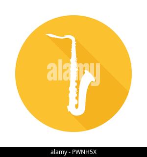 Icon of Sax, Vector Illustration of Brass Musical instrument isolated on white. More Brass Instruments in Portfolio. Stock Vector