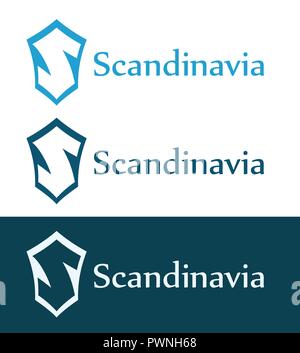 Symbol of Scandinavia, Vector Icon with caption isolated on white and dark background, Logo for Travel Company Stock Vector