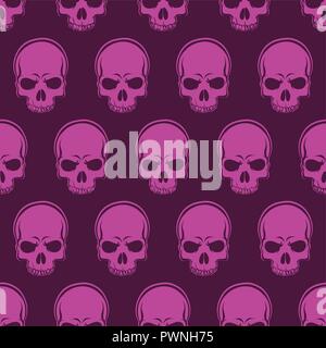 Vector Seamless Looped Pattern with Skulls in magenta Stock Vector