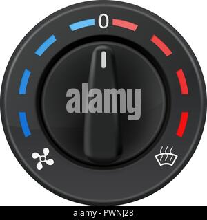 Car dashboard knob switch. Auto air conditioner. Temperature selector Stock Vector