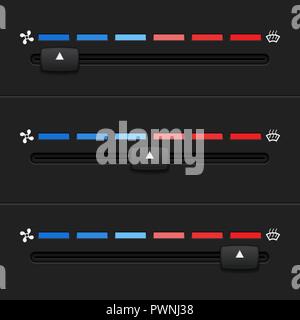Car dashboard elements with temperature level sliders Stock Vector
