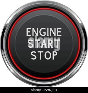 Engine start stop button. Car dashboard element Stock Vector