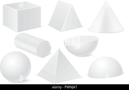 Geometric shapes. Set of white 3d mockups Stock Vector