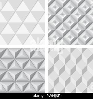 Gray geometric seamless background. Compilation set Stock Vector