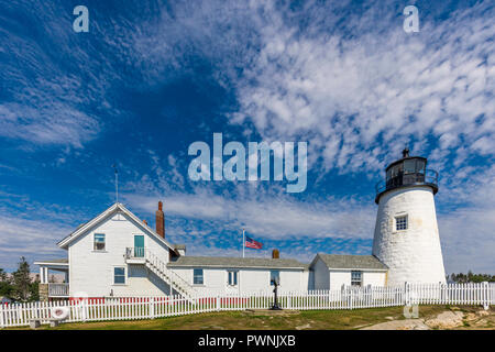 Pemaquid Point Light is a historic U.S. lighthouse located in Bristol, Lincoln County, Maine in Pemaquid Point Light Park and includes the Fishermen's Stock Photo