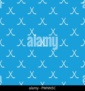Two crossed hockey sticks pattern vector seamless blue Stock Vector