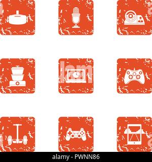 Modification icons set, grunge style Stock Vector