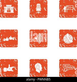 Scientific adviser icons set, grunge style Stock Vector