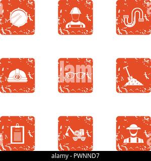 Repairman icons set, grunge style Stock Vector