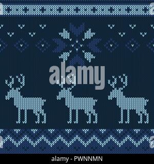Christmas knitted pattern. Winter geometric seamless pattern. Design for sweater, scarf, comforter or clothes texture. Vector illustration. Stock Vector