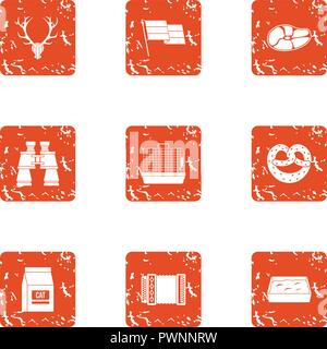 Shiver icons set, grunge style Stock Vector