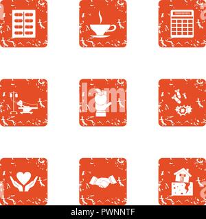 Medical donate icons set, grunge style Stock Vector