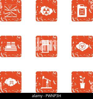 Chemistry the threat icons set, grunge style Stock Vector