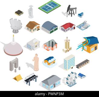 Storehouse icons set, isometric style Stock Vector