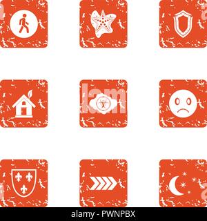 Ecologist icons set, grunge style Stock Vector