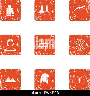 DNA test icons set, grunge style Stock Vector