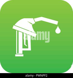 Gasoline pump nozzle icon digital green Stock Vector