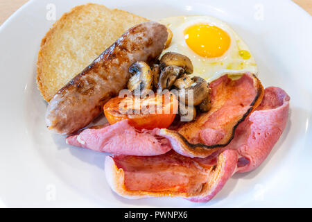 The traditional English breakfast of Bacon and Eggs. Stock Photo