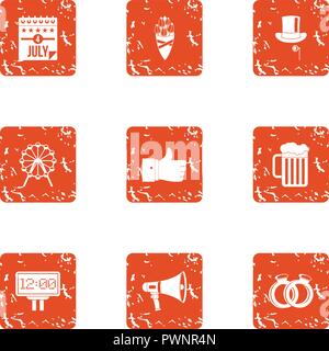 Autonomy icons set, grunge style Stock Vector