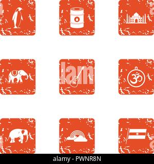 Musliman stay icons set, grunge style Stock Vector