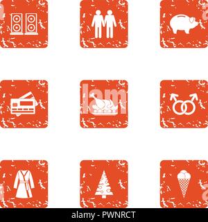 Cash nexus icons set, grunge style Stock Vector