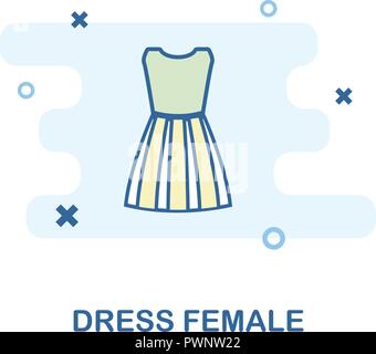 Dress Female icon. Monochrome style design from clothes collection. UX and UI. Pixel perfect dress female icon. For web design, apps, software, printi Stock Vector