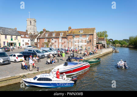 Boating on River Frome, Wareham Quay, Wareham, Dorset, England, United Kingdom Stock Photo