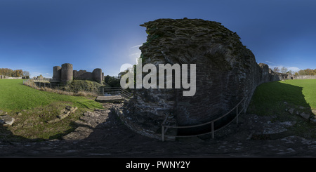 360 degree panoramic view of Outer Ward, White Castle, Abergavenny