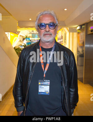 Cannes, France - October 16, 2018: MIPCOM, The World's Leading Entertainment Industry Event with Flavio Briatore. A Reed MIDEM Event, MIPTV, TV, Television, Market, Trade, Content Trade Show, MIP, Mipjunior, | usage worldwide Stock Photo