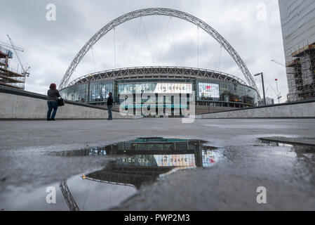 London, UK. 17 October 2018. A general view of Wembley Stadium. Shahid  Khan, owner of Fulham FC and the Jacksonville Jaguars NFL team, has  withdrawn his £600m offer to buy the stadium