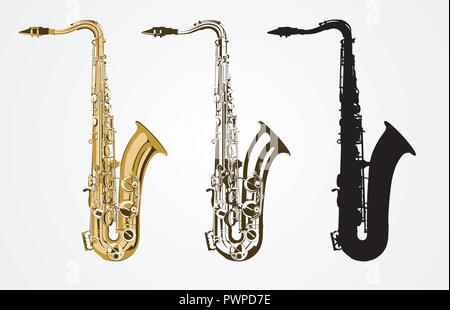 Template classic saxophone vector illustration for your design Stock Vector