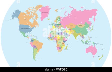 Coloured political map of Europe detailed vector illustration Stock ...