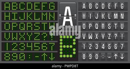 Scoreboard mechanical and electronic panel letters alphabet vector illustration for your design Stock Vector