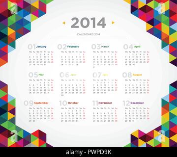 Vector template design calendar 2014 for your design Stock Vector