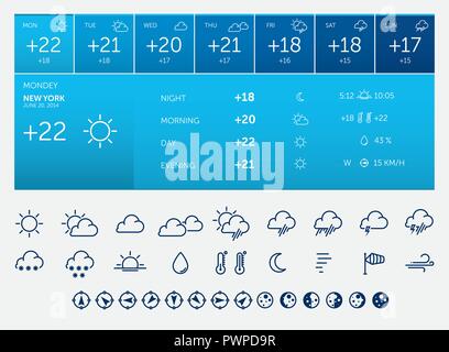 Weather icons and widget vector illustration for your design Stock Vector