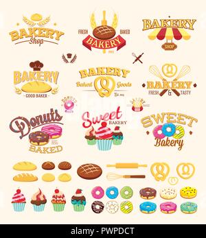 Bakery labels, logos and design elements template for your logo design Stock Vector