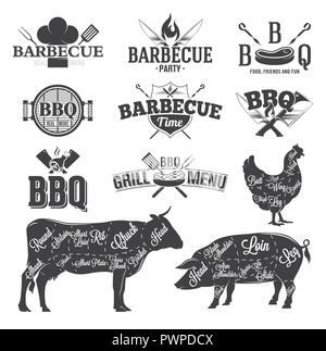 BBQ Emblems and Logos template for your logo design Stock Vector