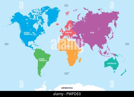 Continents of the World, Map vector illustration for your design Stock Vector