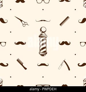 Seamless barbershop pattern vector illustration for your design Stock Vector