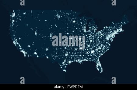 Communications map of the United States detailed vector illustration Stock Vector