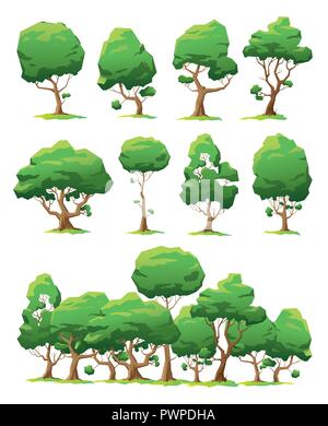 Set of vector trees of various forms illustration for your design Stock Vector