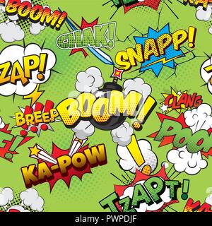 Boom Seamless comics background template for your design Stock Vector